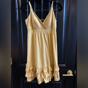 INC International Concepts Yellow and White Striped Ruffle Mini Dress | Large